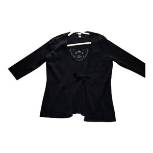 Studio 1940 Black Cardigan Sweater With Attached Beaded Tank Size 18/20 Vintage